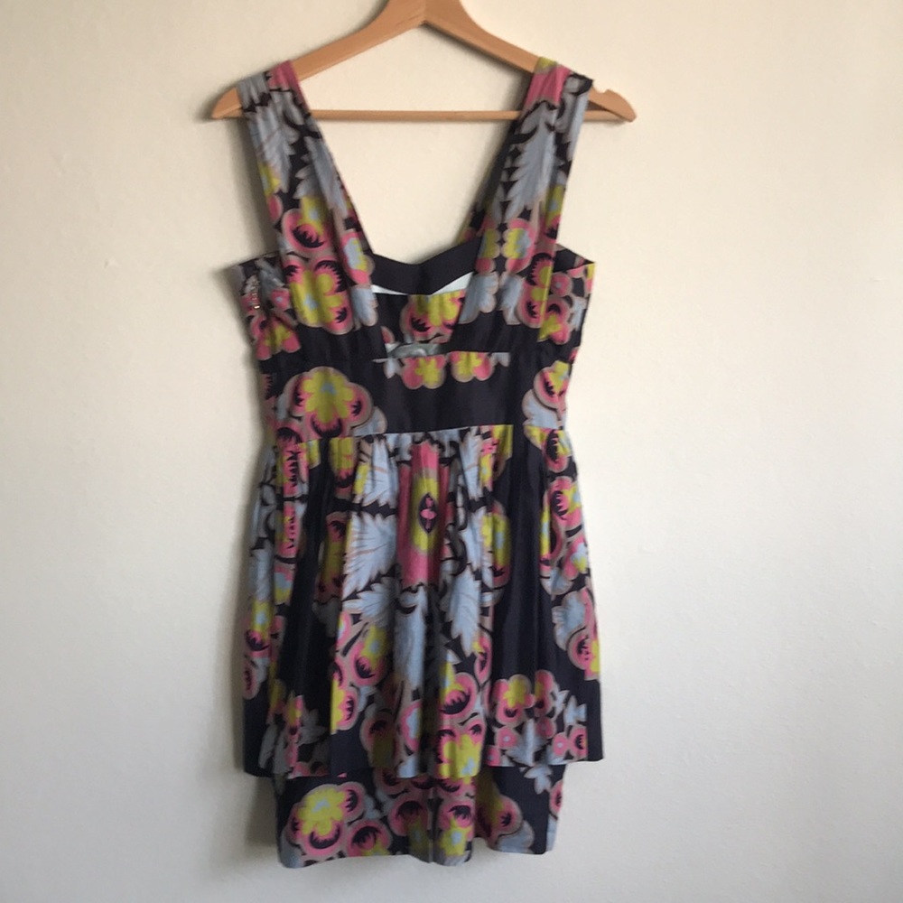 Anthropologie Leifsdottir Lotus Awakening Navy Print Dress Size 0 - Picture 3 of 11